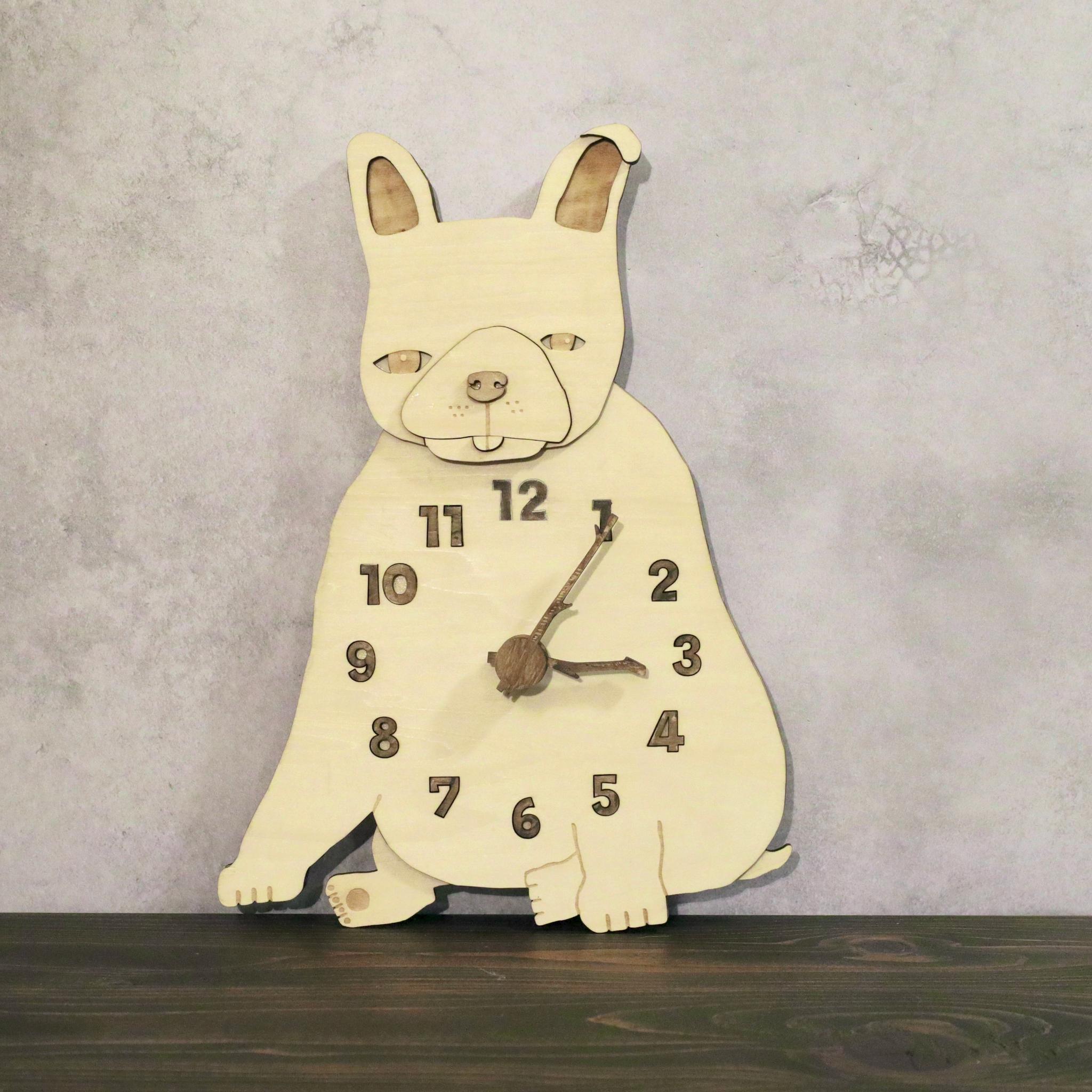 何もしないフレンチブルドッグの時計｜ただそこにいる4匹たち 時計 木製 掛け時計 | 3枚目