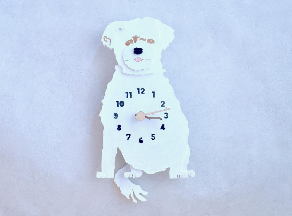 あなたとひとときも離れたくないマルチーズ レギュラーサイズ 時計 木製 振り子時計 掛け時計