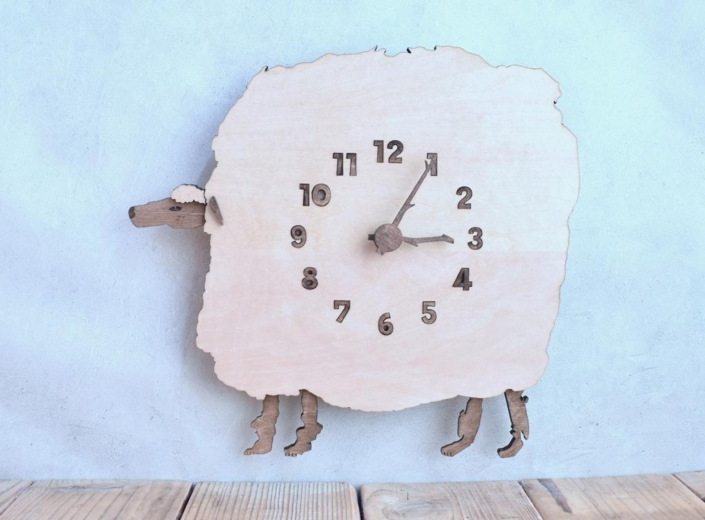 今宵ヒツジが夢へ誘う レギュラーサイズ 時計 木製 掛け時計