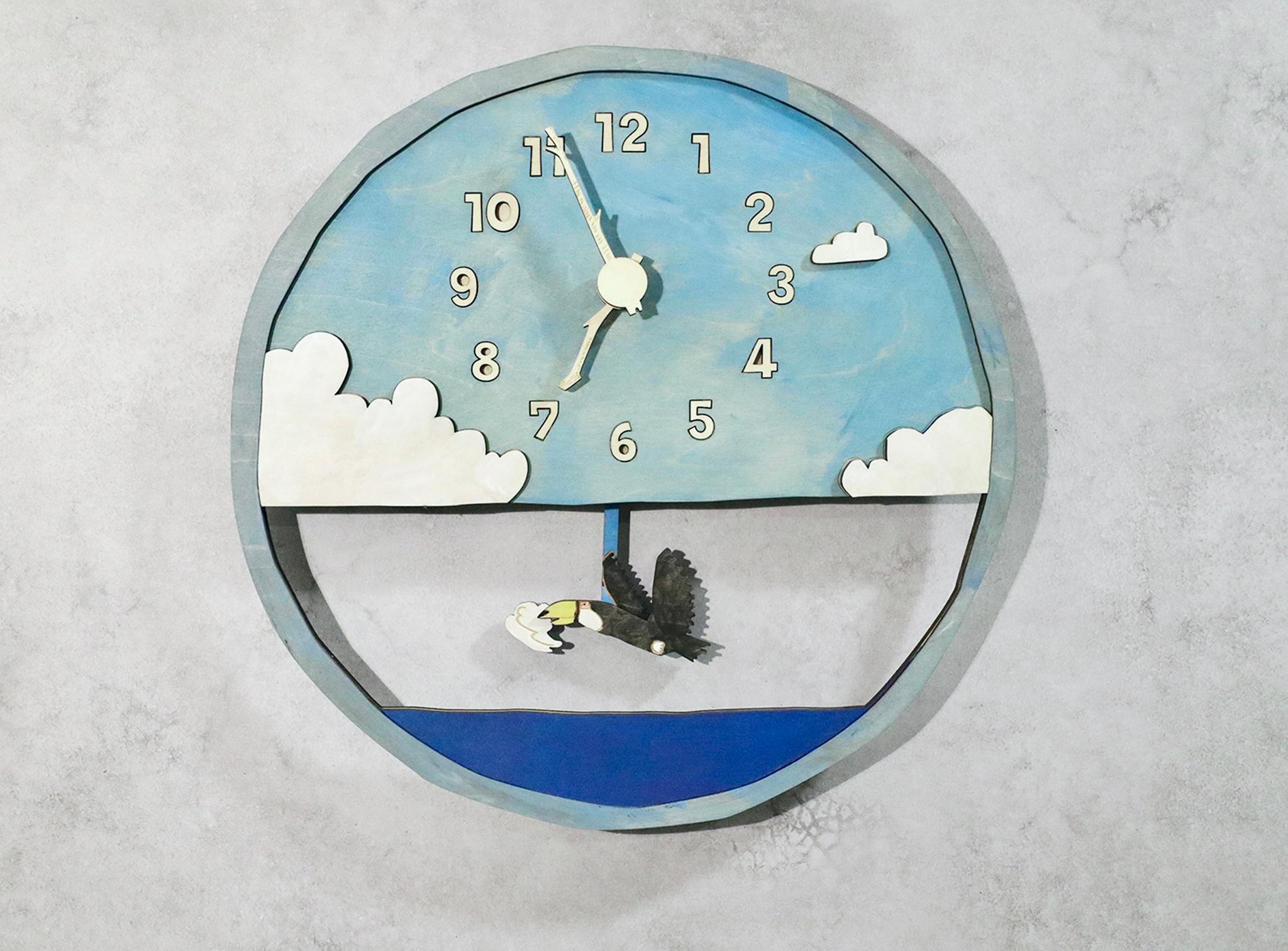 風を運ぶオオハシ - 空気をひとくち、くわえて - 時計 木製 振り子時計 掛け時計 | 1枚目