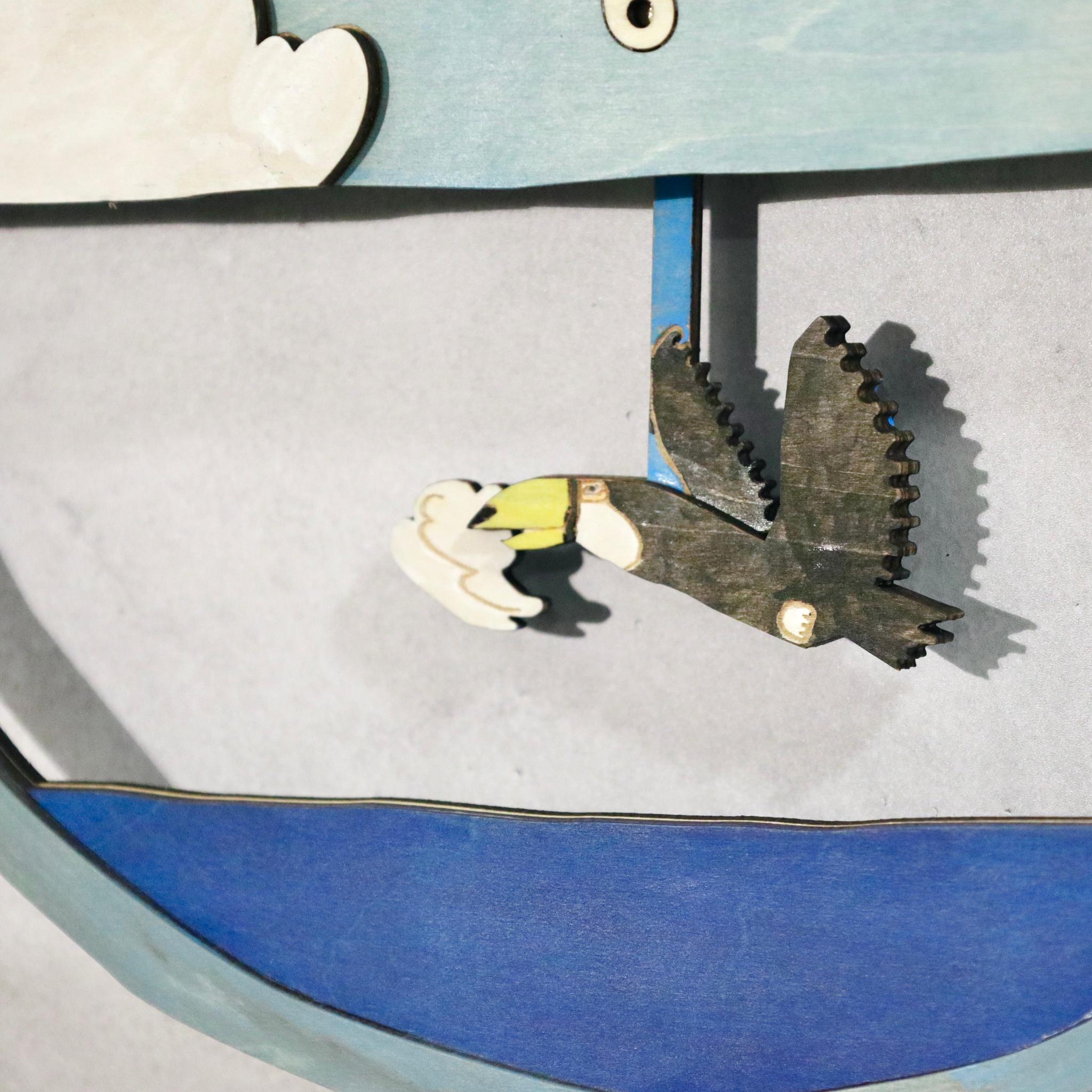 風を運ぶオオハシ - 空気をひとくち、くわえて - 時計 木製 振り子時計 掛け時計 | 3枚目